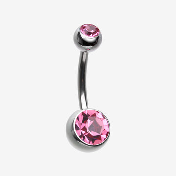 Implant Grade Titanium Internally Threaded Basic Belly Button Ring-Pink
